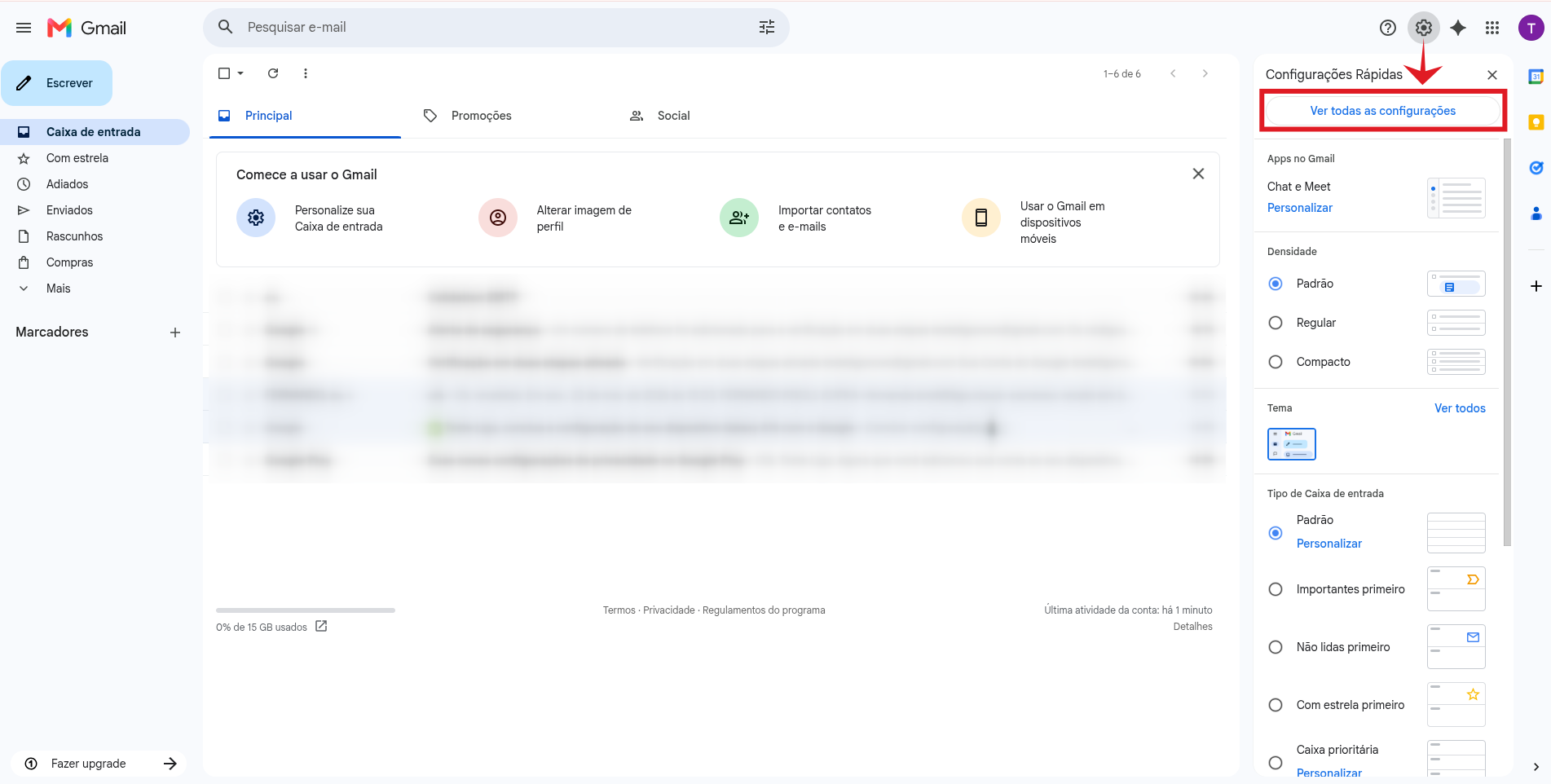 Acessando Configurações POP IMAP