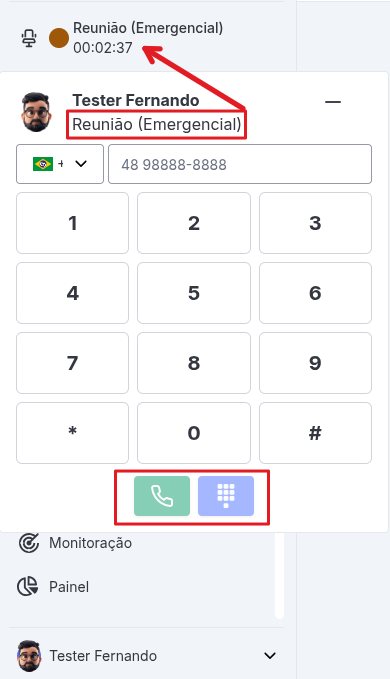 Visualização Bloqueio Softhone com Agente em Pausa