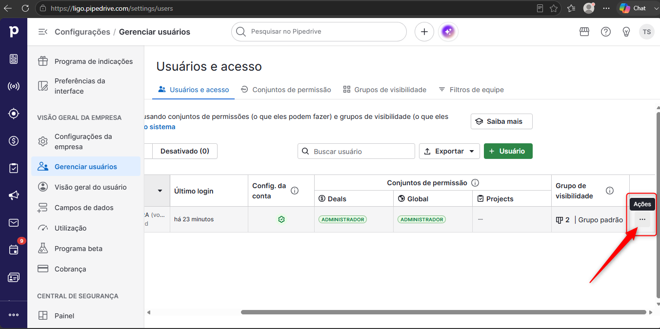 Tela Gerenciar Usuarios