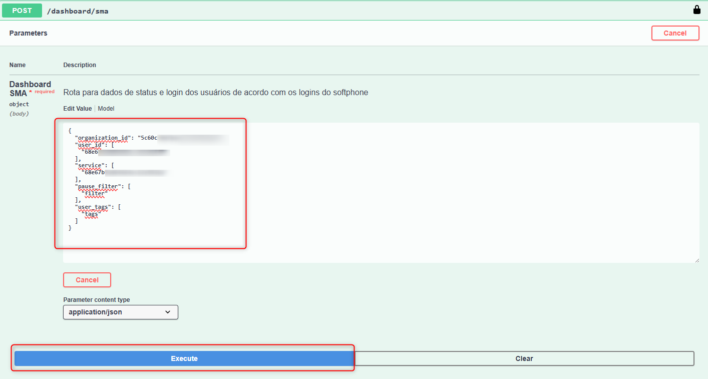 :class=sombracaixa Executar a requisição SMA dashboard