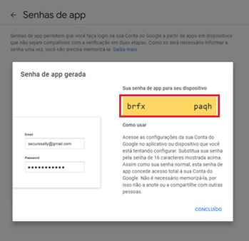 Geração Senhas de App