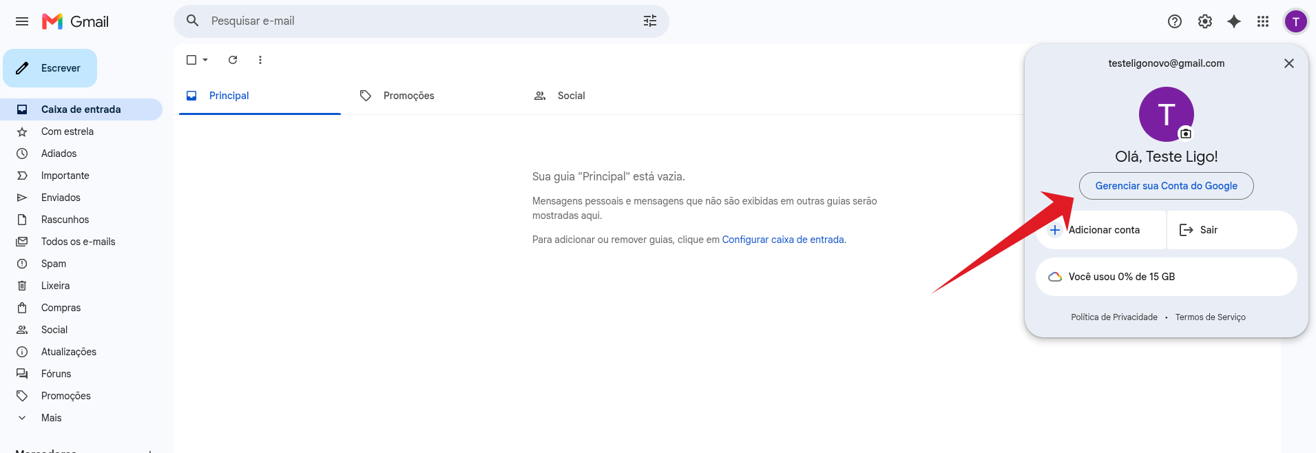 Gerenciar Conta Google