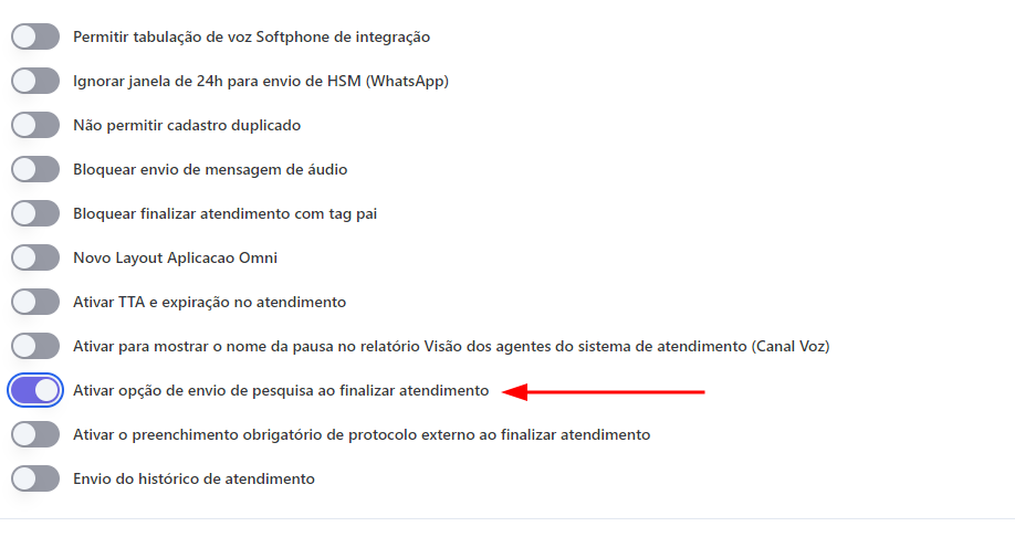 Habilitar Notificação Pesquisa