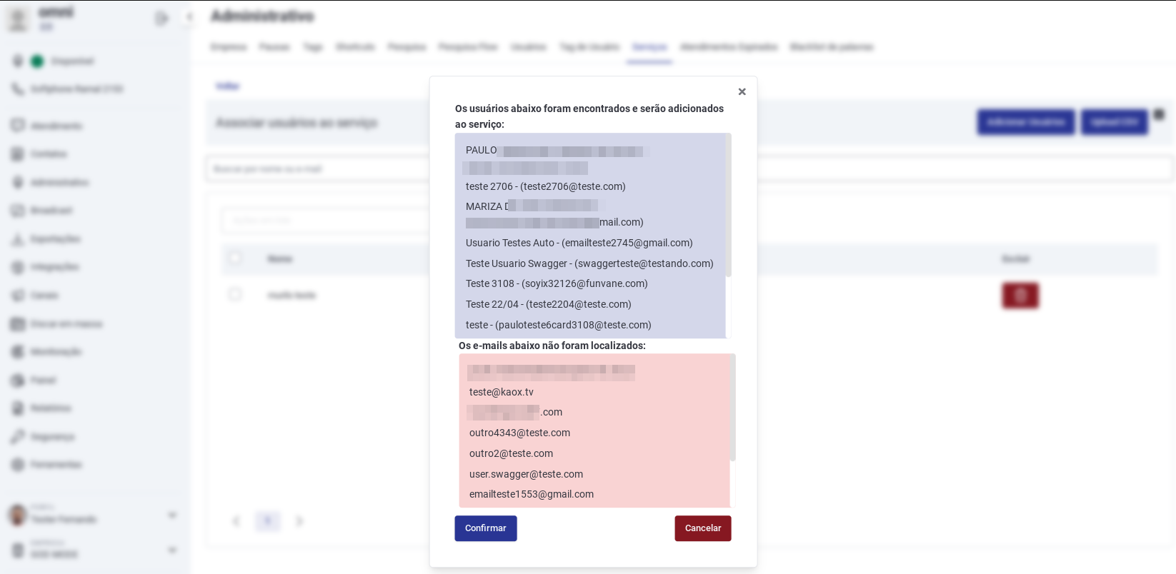 Associando Usuários via CSV