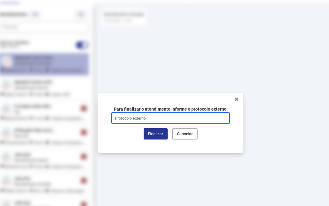 Protocolo Externo na Tela de Atendimento