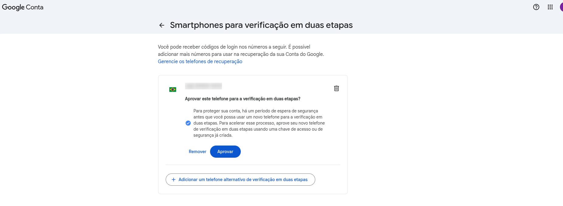 :class=sombracaixa Aprovar Novo Telefone de Verificação