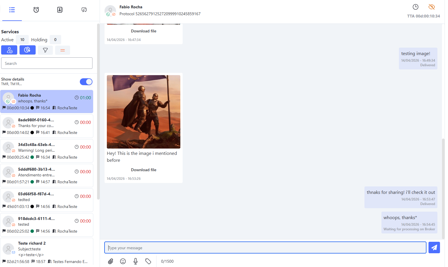 Exemplo de Imagem enviada com comentário
