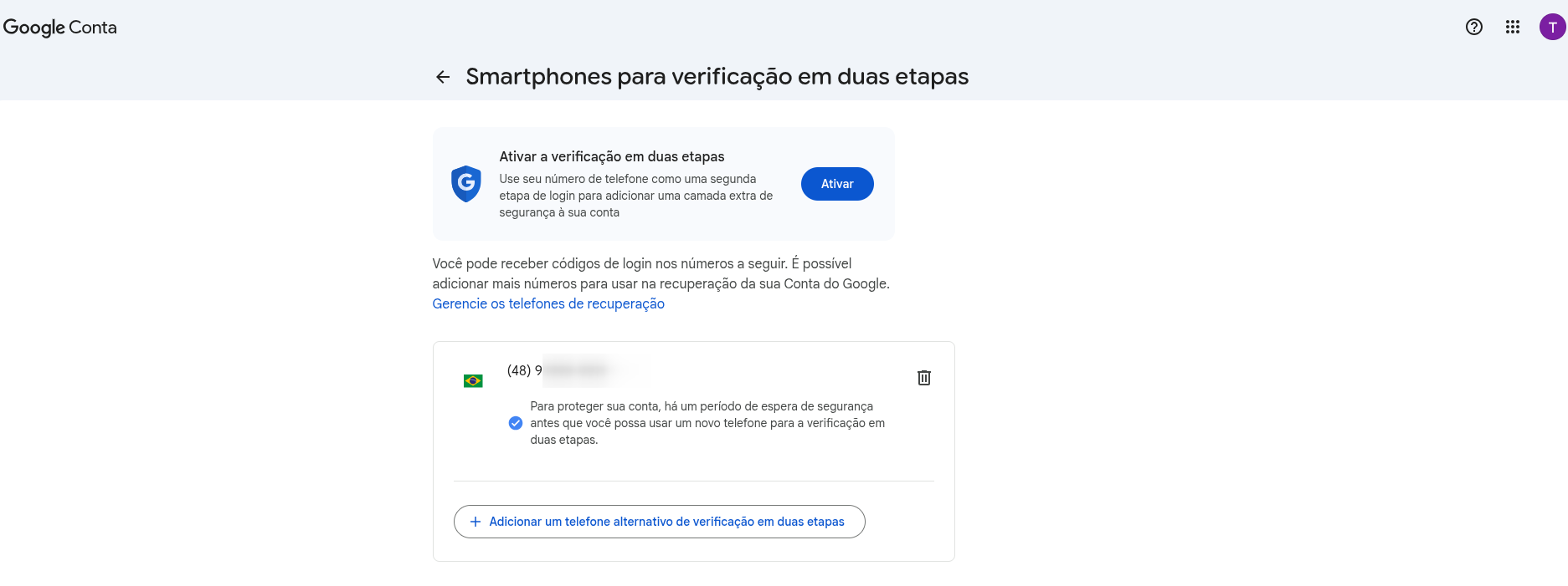 :class=sombracaixa Confirmar Ativação das Duas Etapas