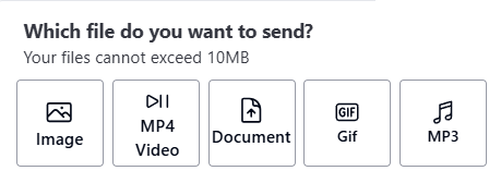 Opções de envio de anexos com o envio de GIFs Permitidos