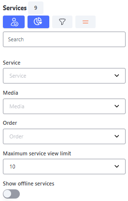 Filtros tela de atendimento