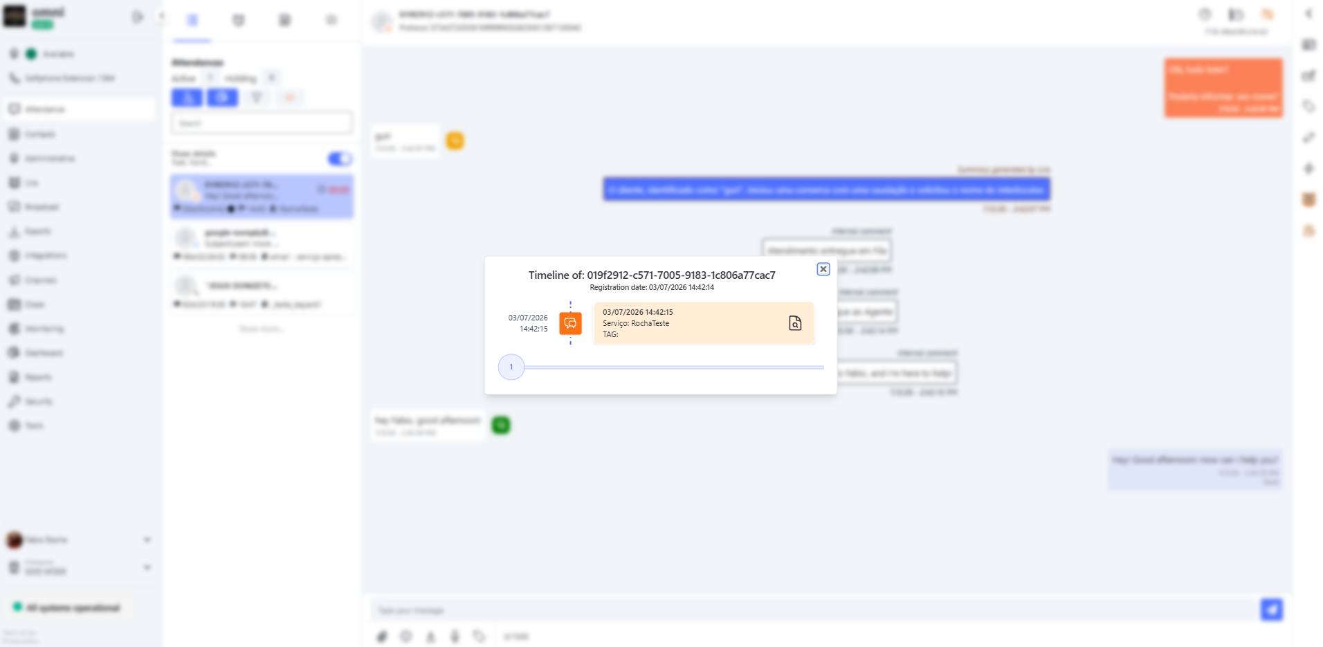 Visualização do Atendimento Mais Recente